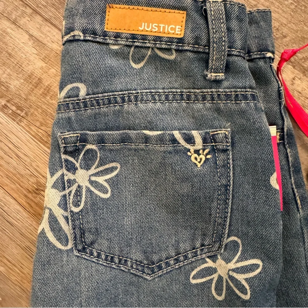 Justice Girls Wide Leg Floral Print Jeans Size 10 NWT